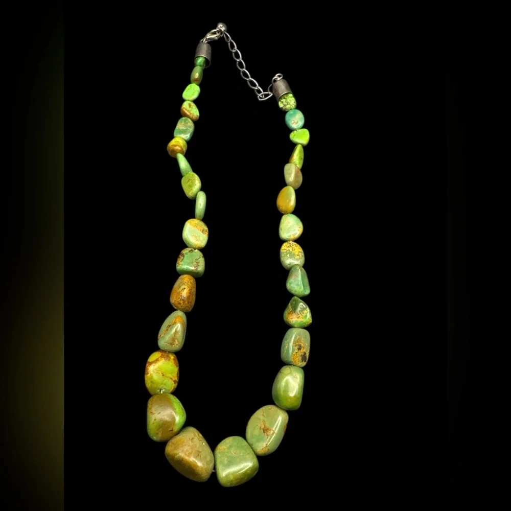 Vintage Desert Rose Jay King Green Royston Turquoise Chunky Necklace 21” - Picture 3 of 5